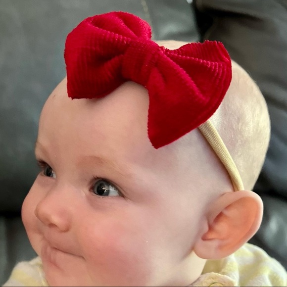 Red Velvet Baby Girl Bow - Picture 1 of 5